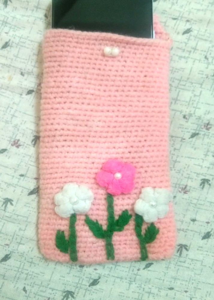 Floral Crochet Phone Pouch