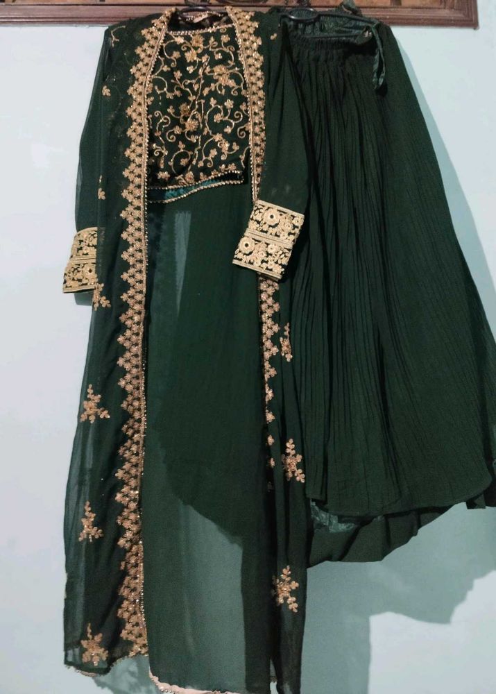 Emerald Green Embroidered Lehenga Set