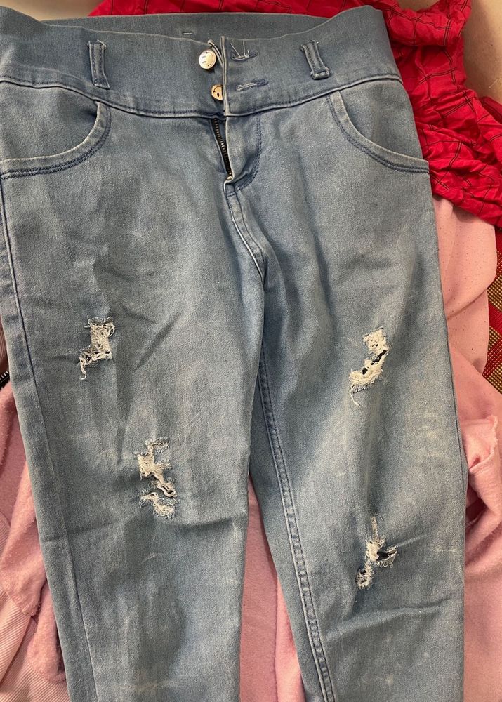 Distressed Light Wash Jeans