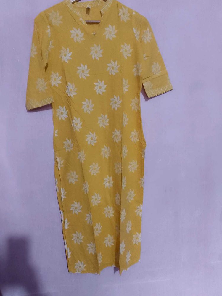 Stylum Yellow Floral Print Kurti