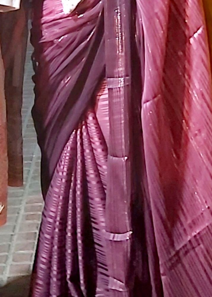 Party Wear Brinjal Colour Dual Shade Saree