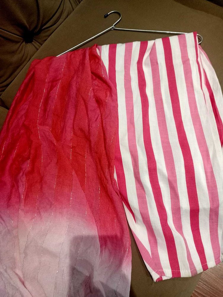 Dark Pink And White Suit (44 Size)
