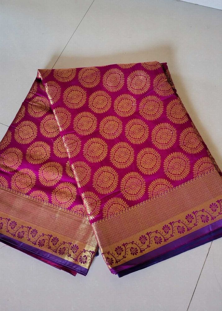 dark Pink &amp; Gold Silk Saree