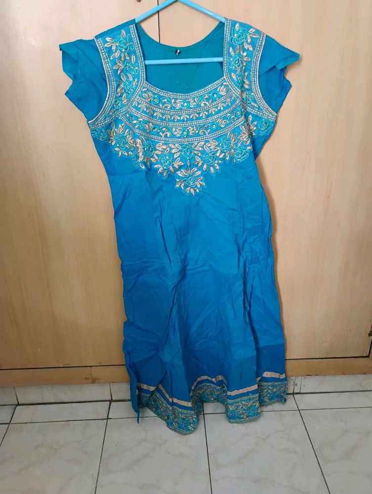 Blue A Line Kurtha