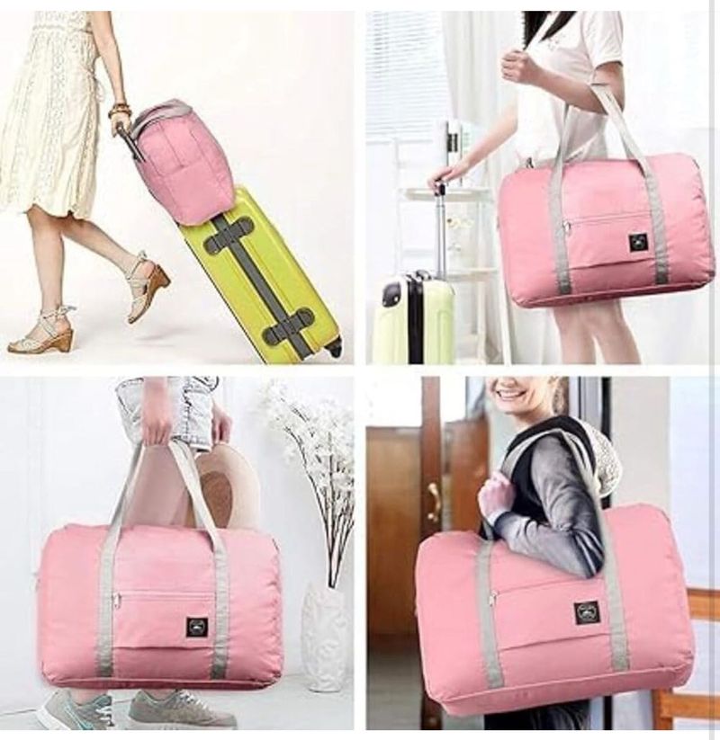 Pink Foldable Travel Duffel Bag