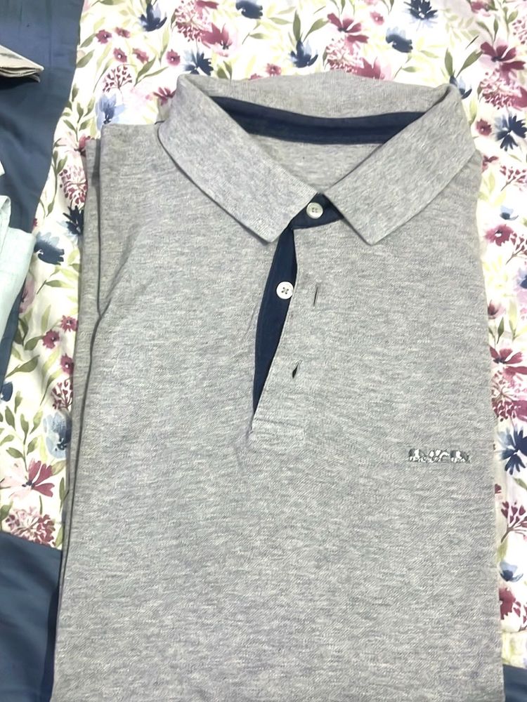 Gray Casual Polo Shirt