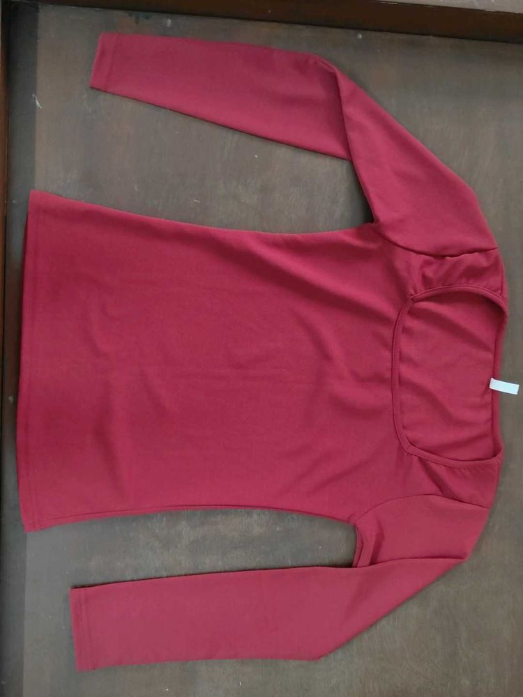 Maroon Square Neck Top