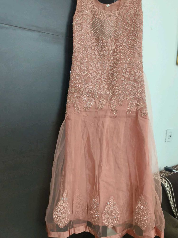 Elegant Peach Embroidered Anarkali