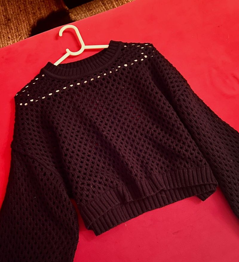 pricedrop!! Black h&amp;m netted sweater 🖤