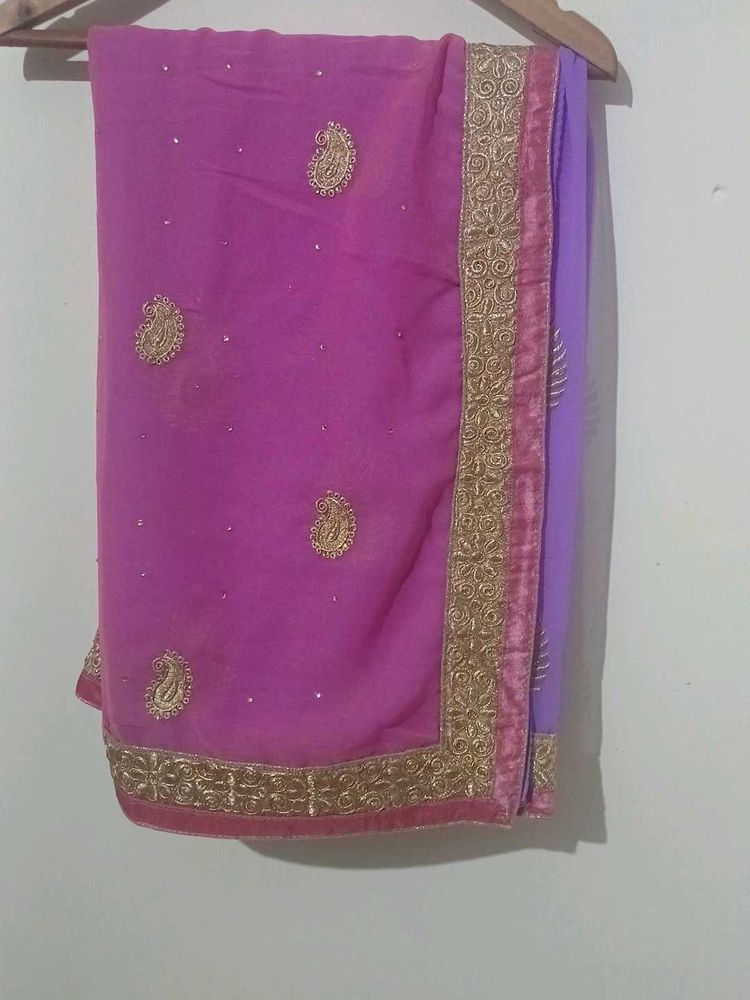 Elegant Pink &amp; Lilac Saree