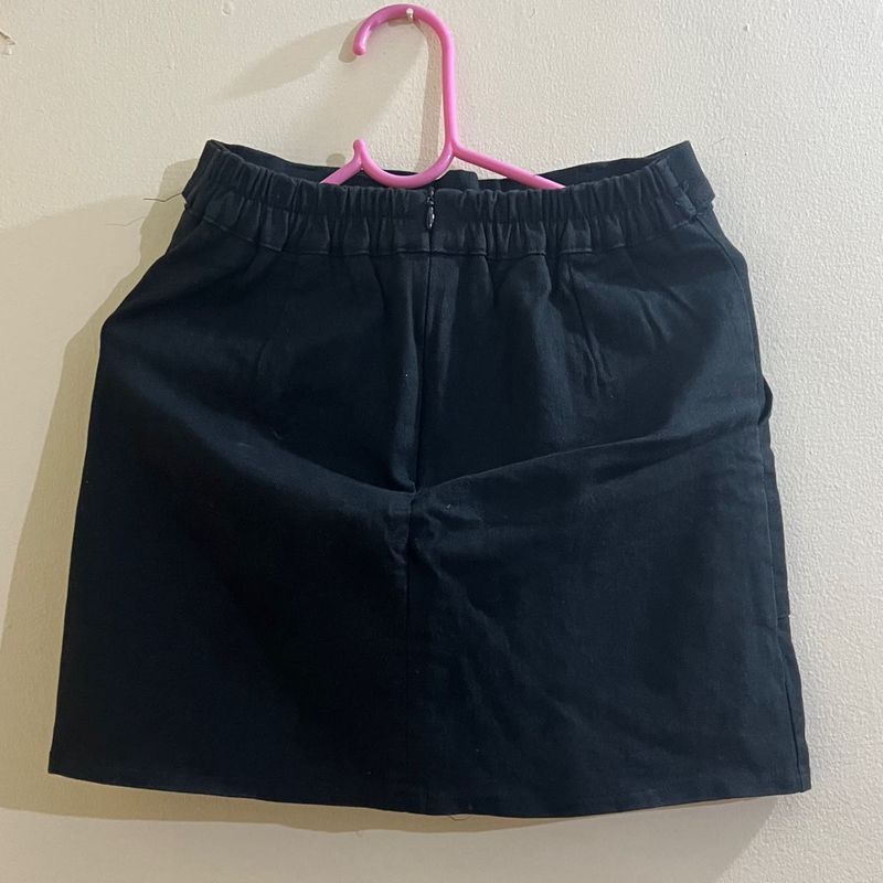 Black Denim Mini Skirt