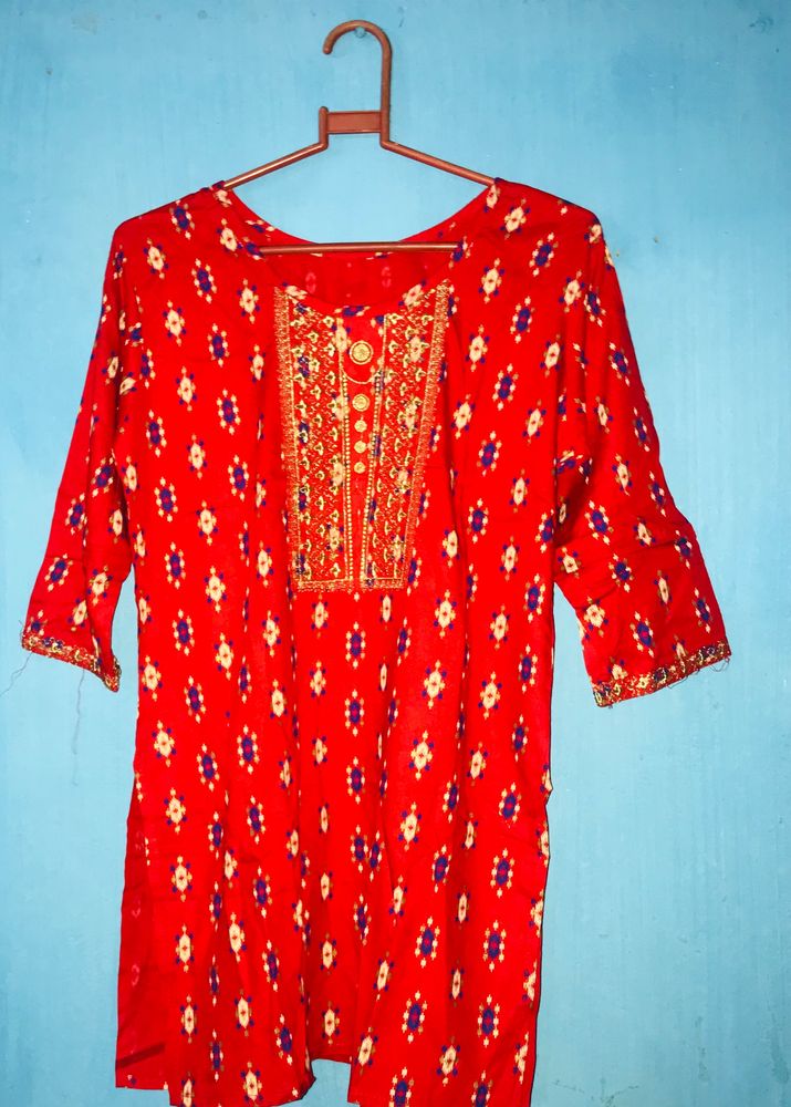 Red Short Kurti For Women