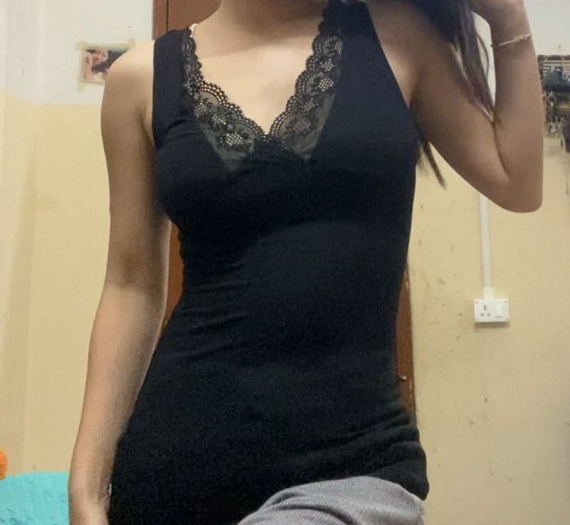 Black Tank Top with Lace