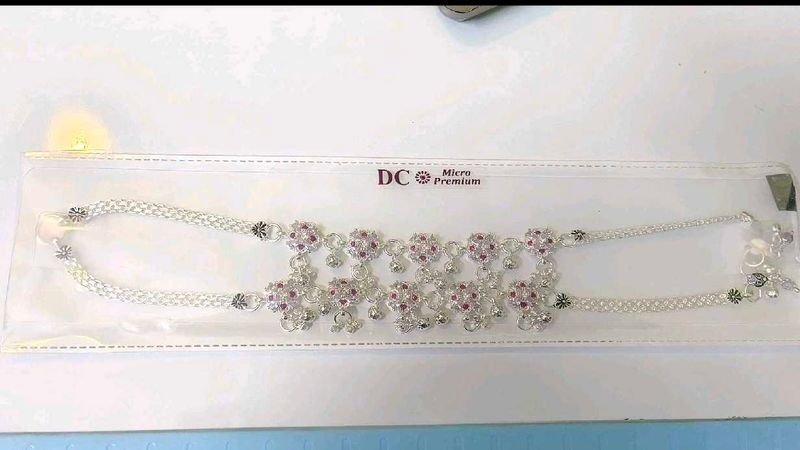 combo of anklets and toe ring pure silver