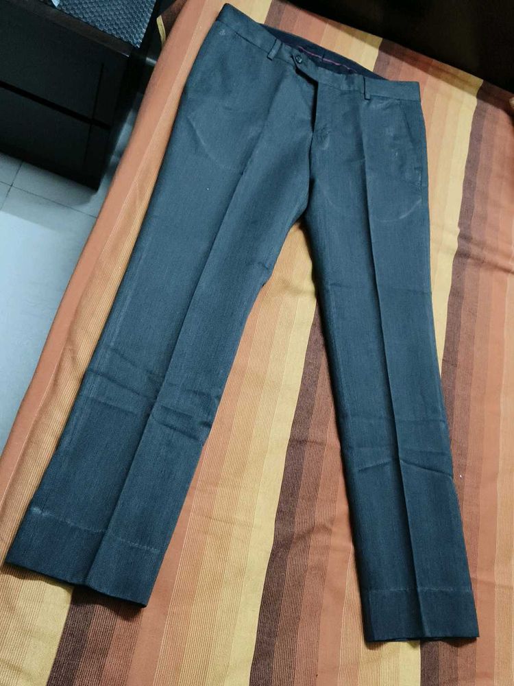 John Player Men Grey Viscose Formal Trouser
