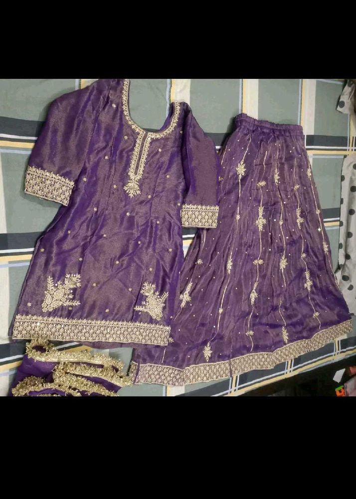 Heavy Embroidery Short Kurti With Skirt Dupatta