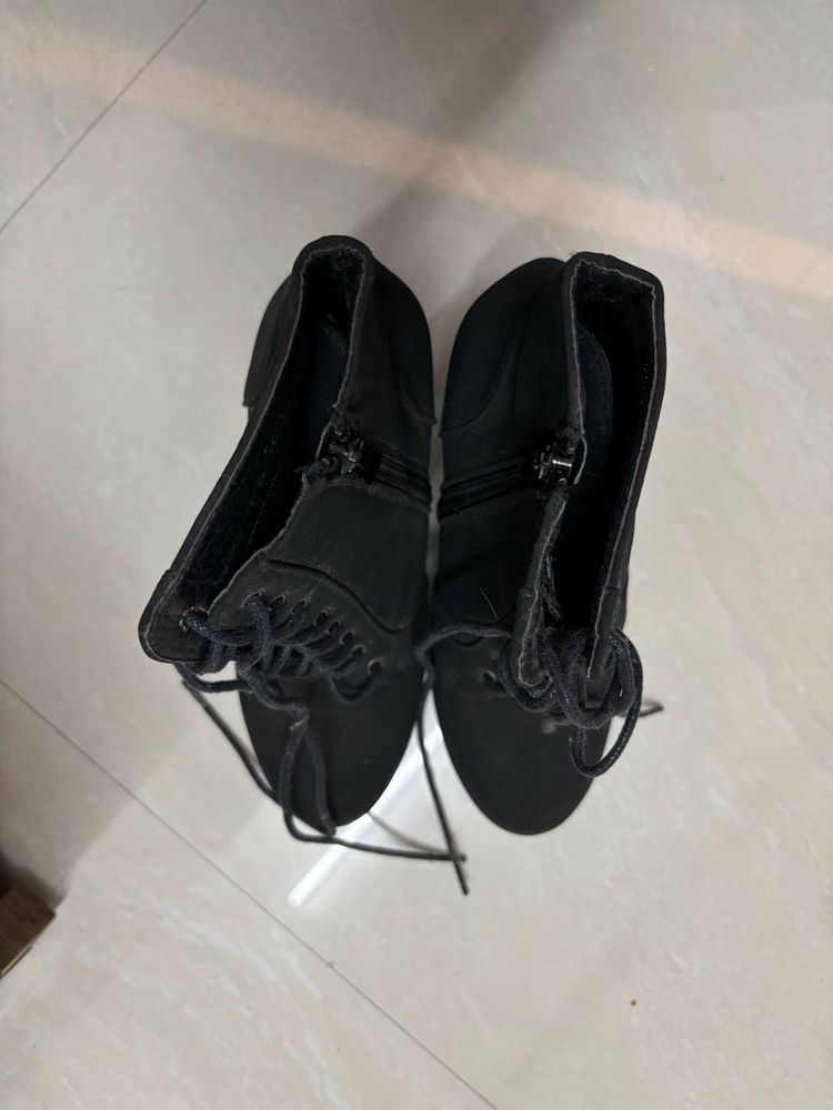 Black Lace Up Ankle Boots