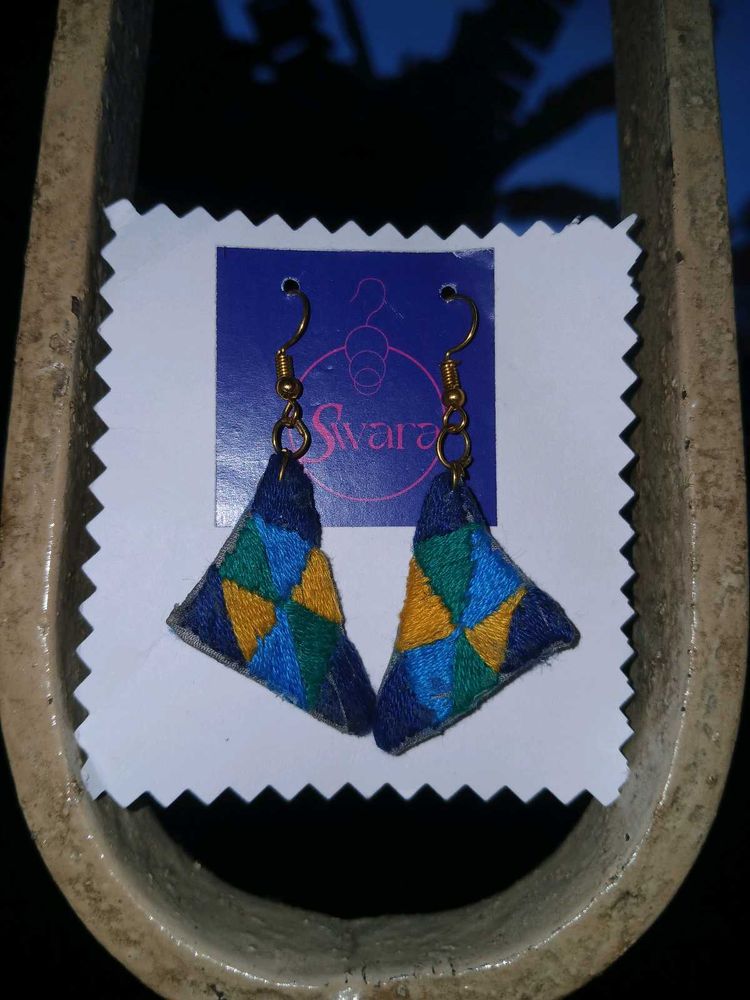 Triangle Embroidered Earrings