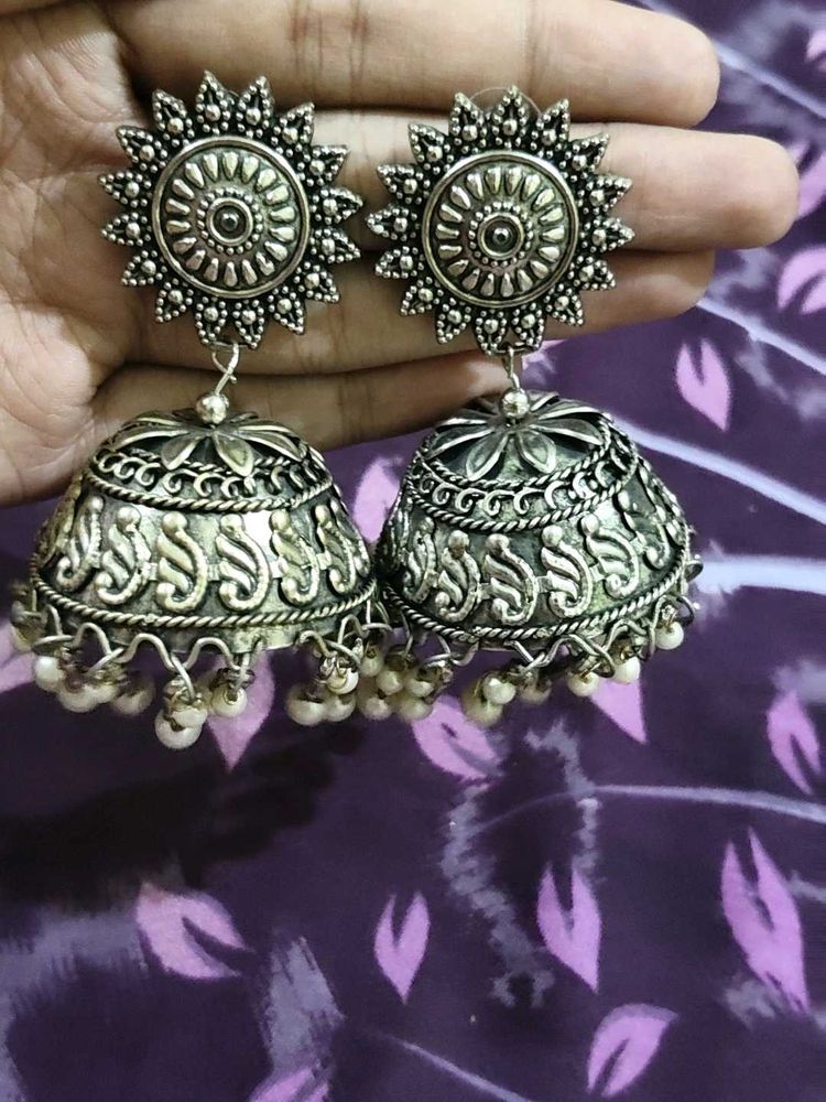 Oxidized Jhumka Earrings