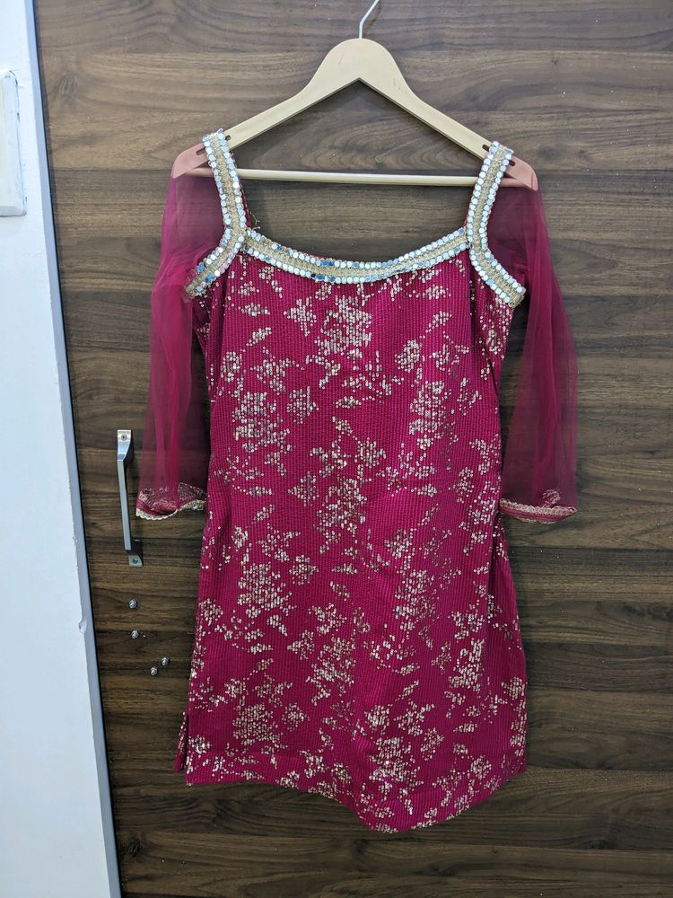 Sequence Work Red Sharara Suit