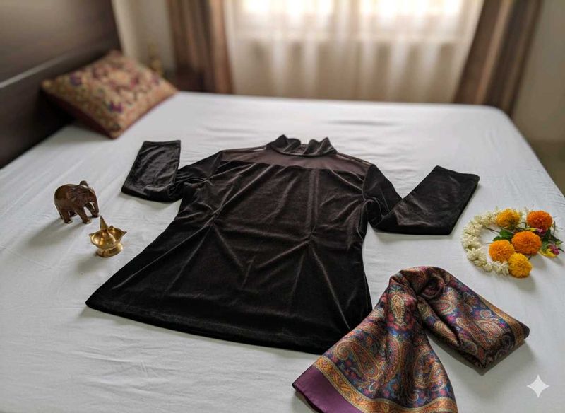 Elegant Brown Velvet Dress