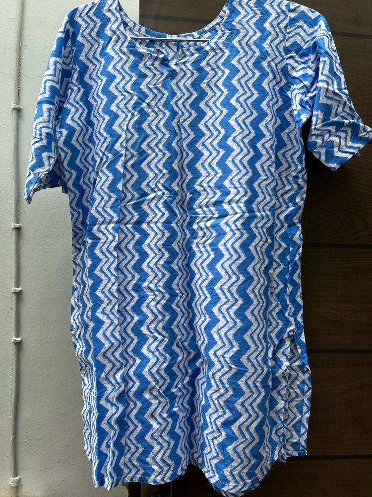 Blue &amp; White Zigzag Tunic