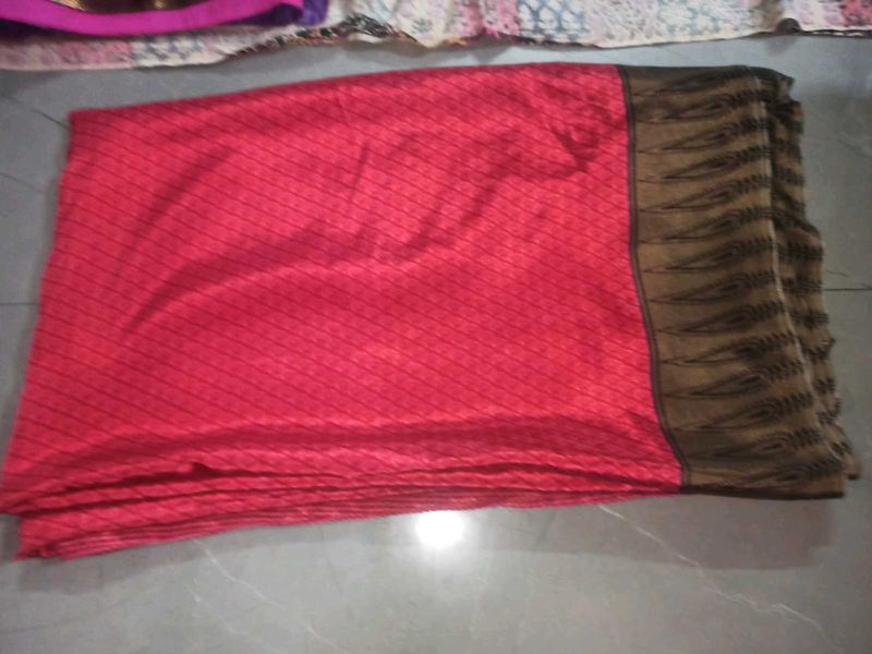 Elegant Red &amp; Brown Saree