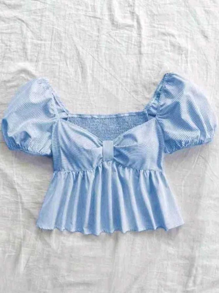 Striped Puff Sleeve Top( M size )