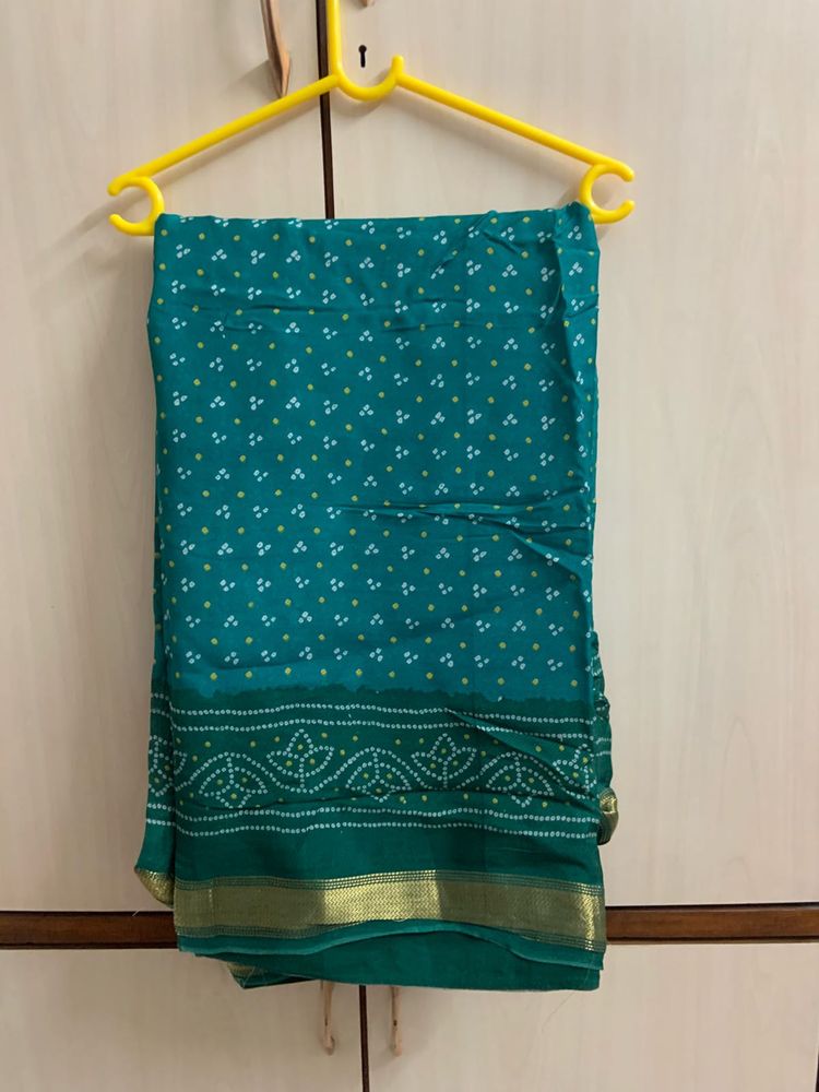 Sea Green Bandhani Print Saree