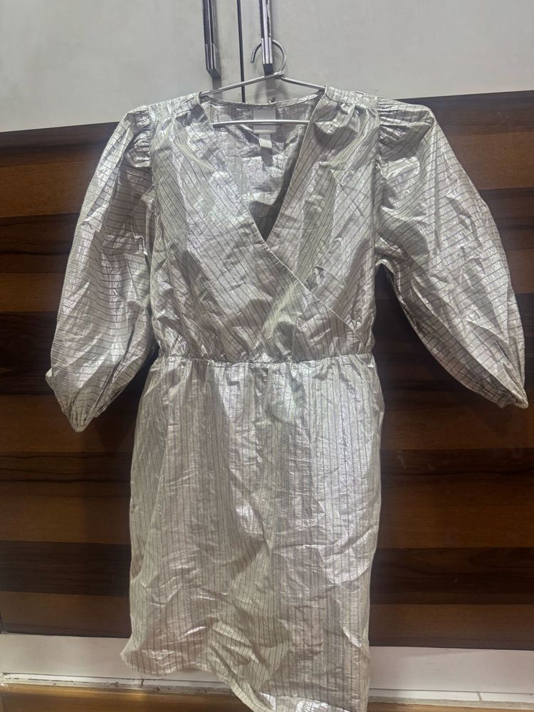 H&amp;M Silver Mini Dress
