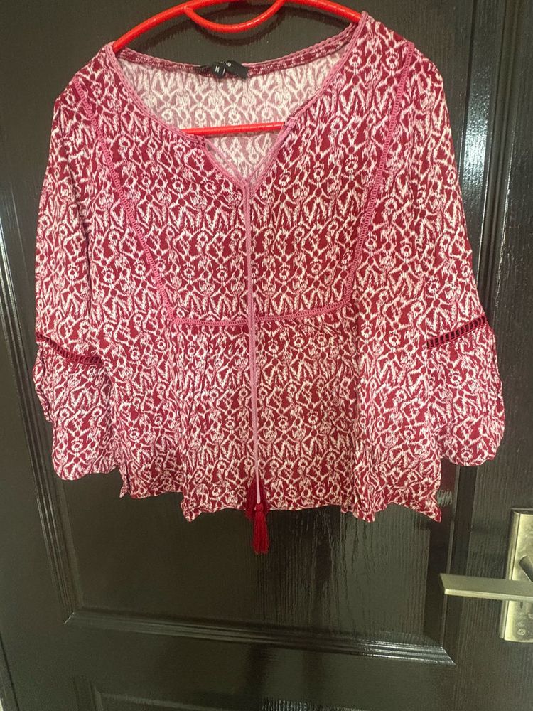Patterned Maroon Top