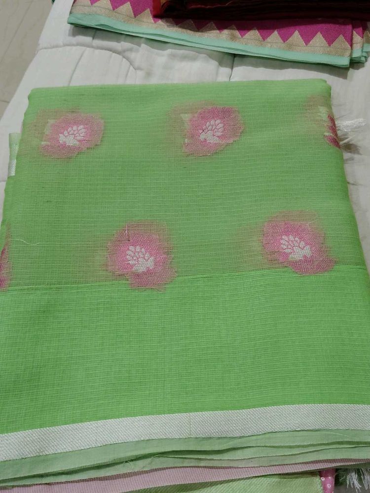 Green Floral Design Saree