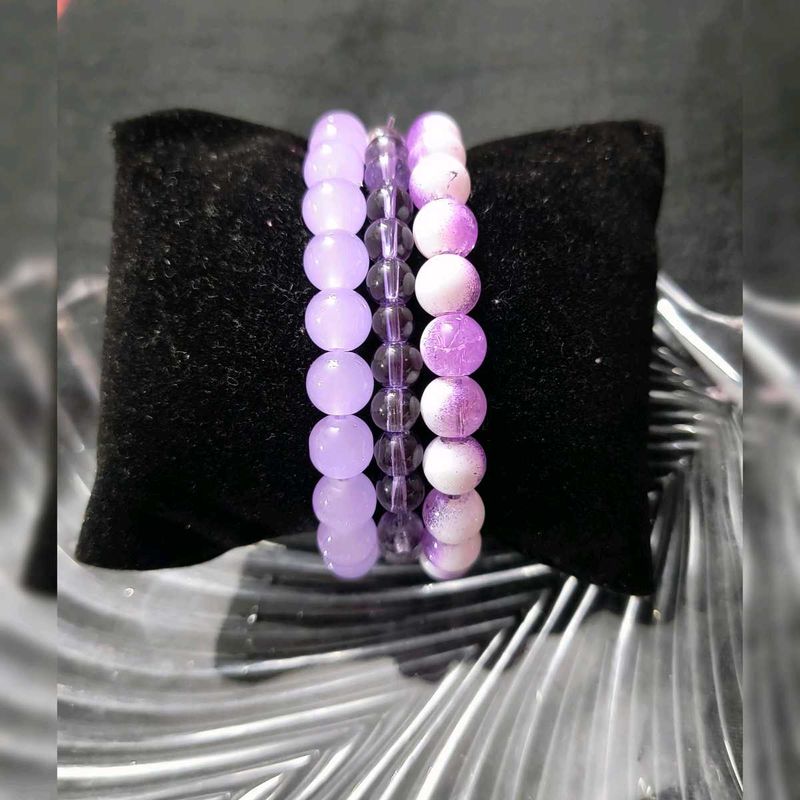 Lavender Bead Bracelet Set
