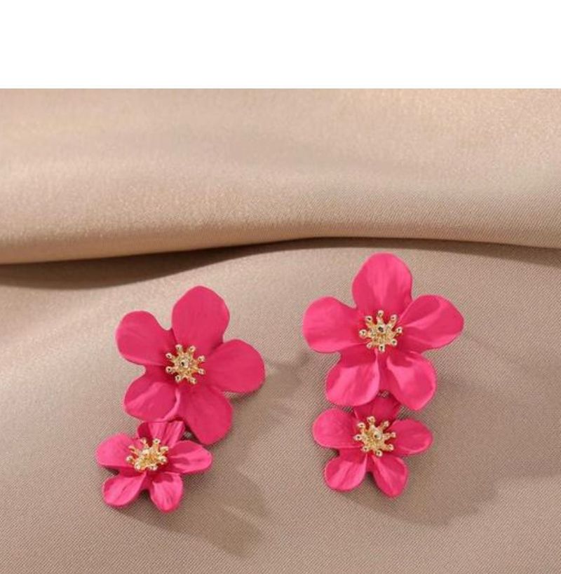 Pink Flower Statement Earrings