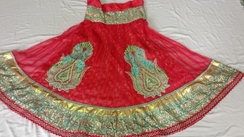 Red Embroidered Ethnic Skirt