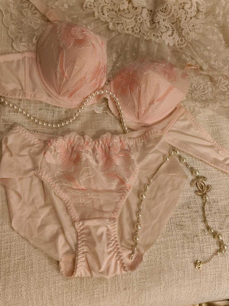 Korean Coquette Pink Bra And Underwear Set