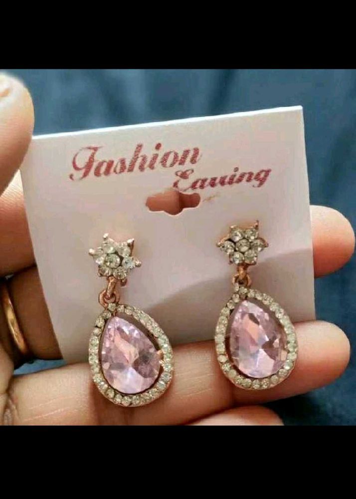 Elegant Teardrop Pink Earrings