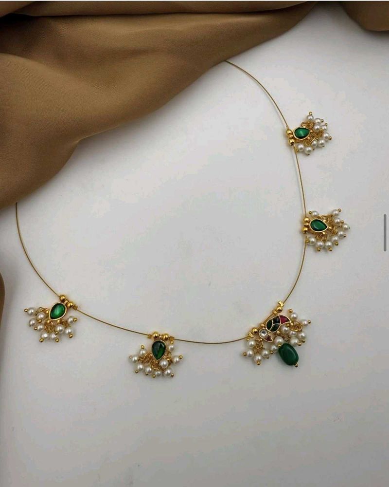 Necklace with Green Stones