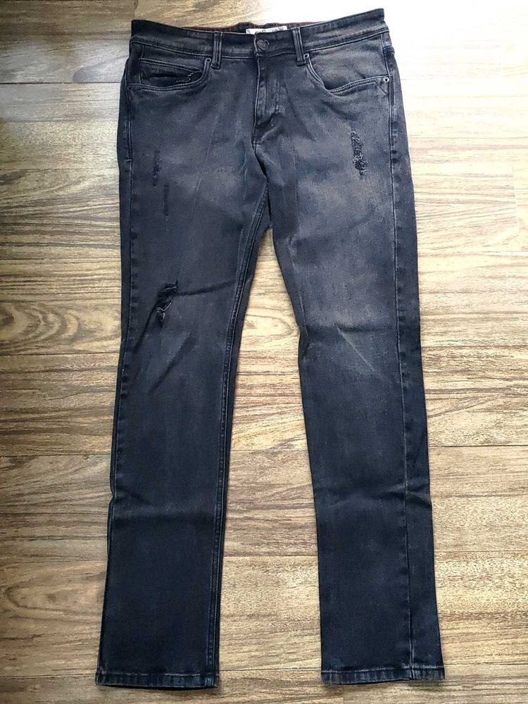 Distressed Black Wash Jeans