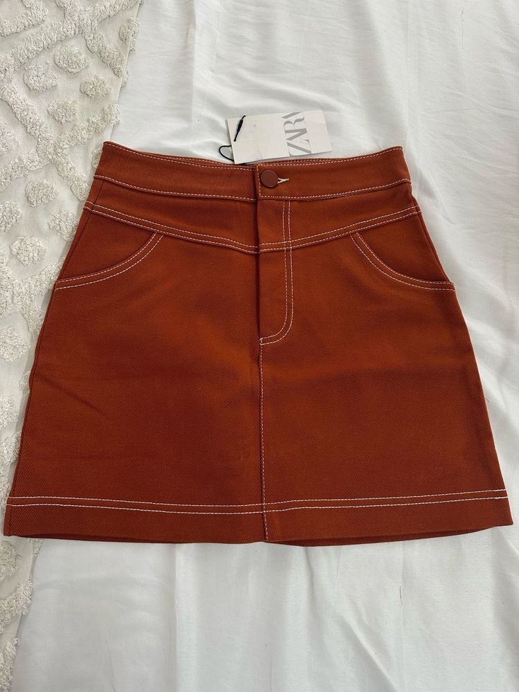 NWT Zara Rust Mini Skirt