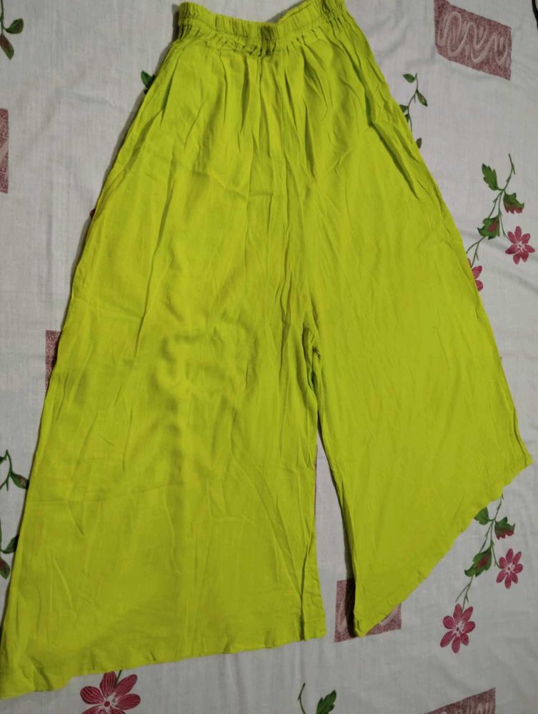 Parrot Green Ambrela Skirt Plazzo