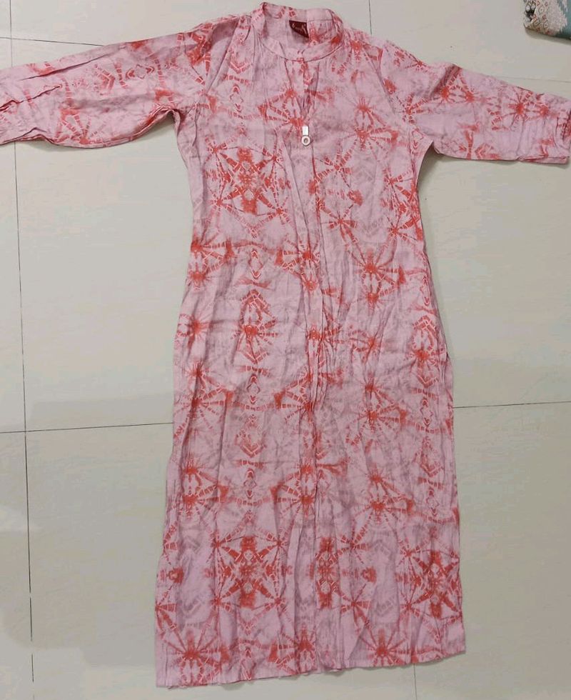 Poly cotton tie &amp; dye long kurti
