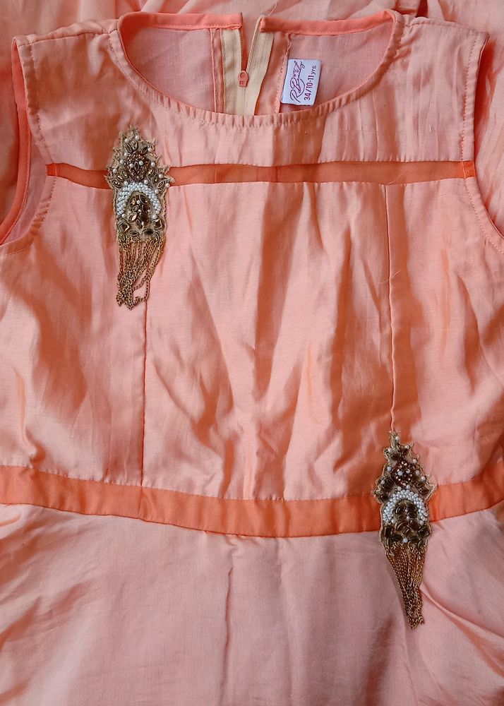 Modern Style Peach Coloured Ethic Gown