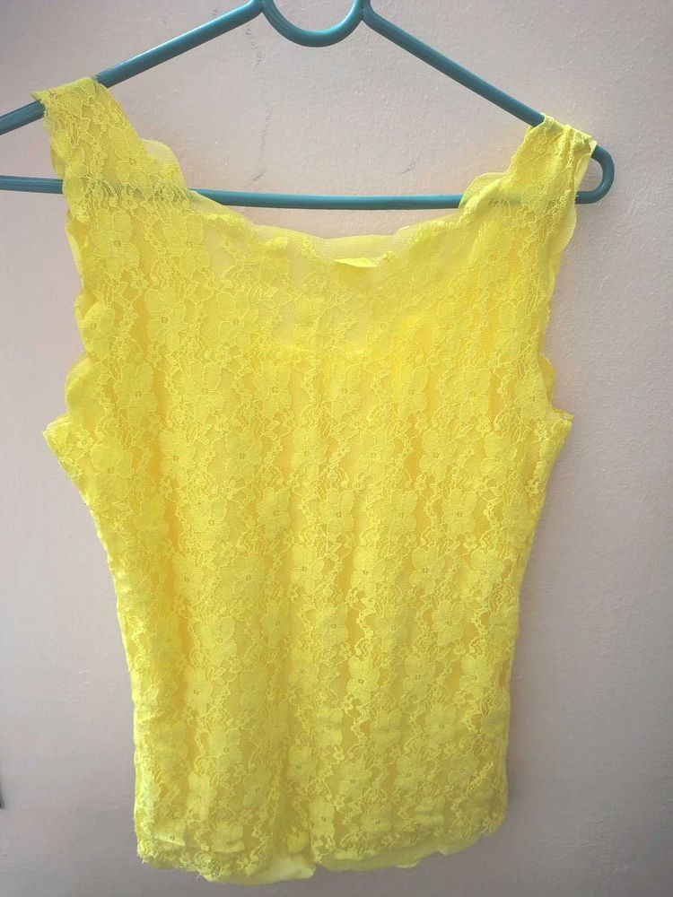 Yellow Lace Tank Top