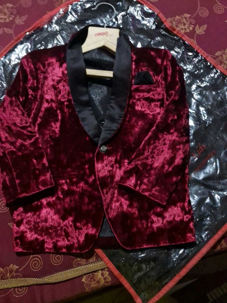 Velvet Blazer - Burgundy