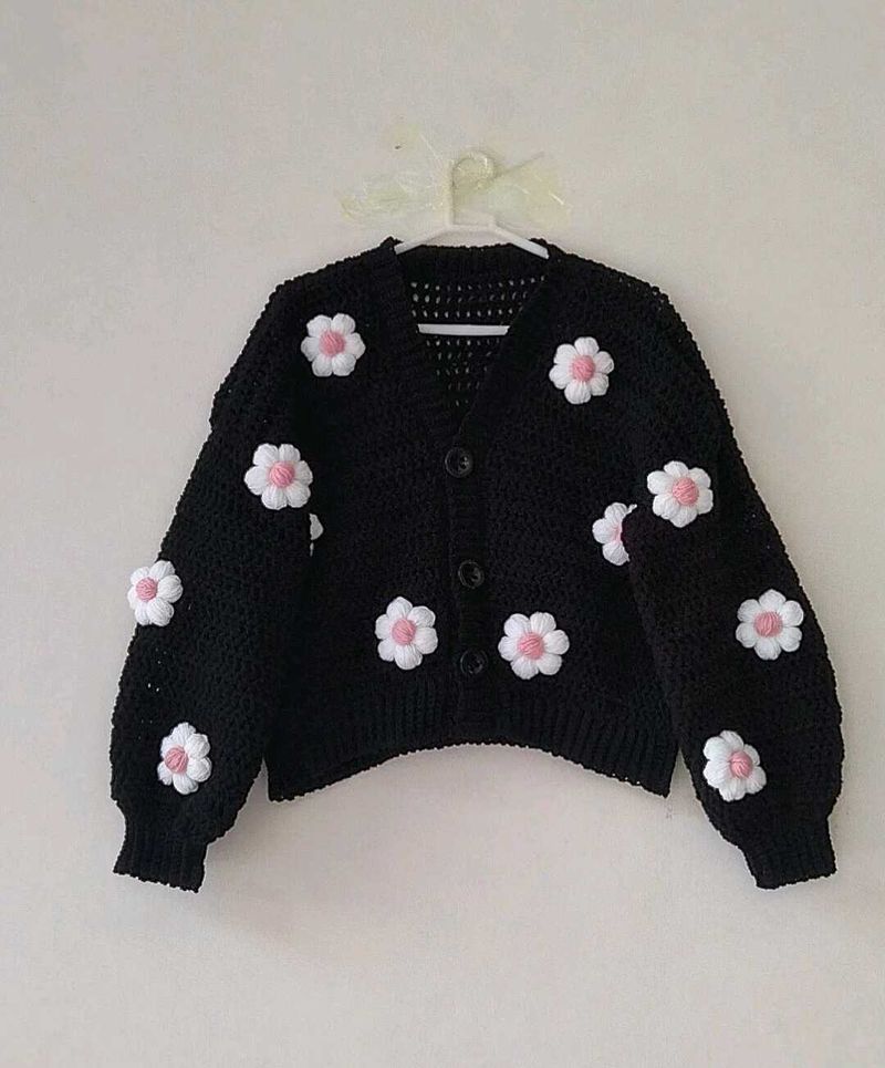 Crochet Black Cardigan