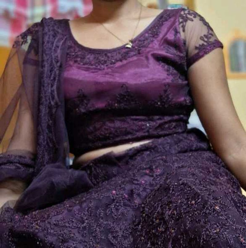 Purple Embroidered Lehenga Choli