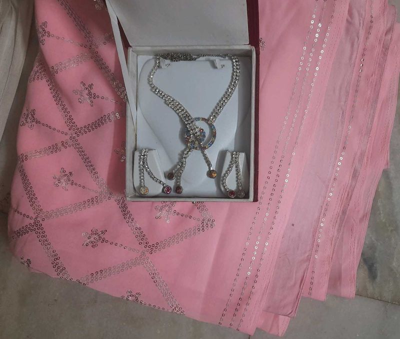 Beautiful party wear saree with Jewelry