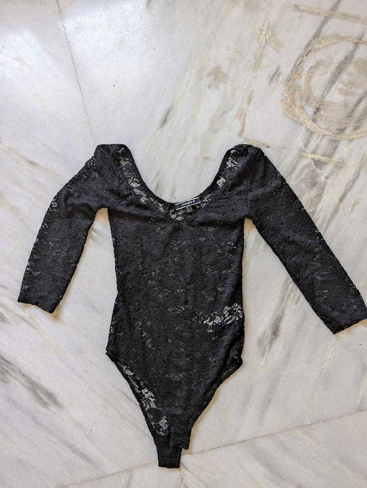 Forever Black Lace Bodysuit