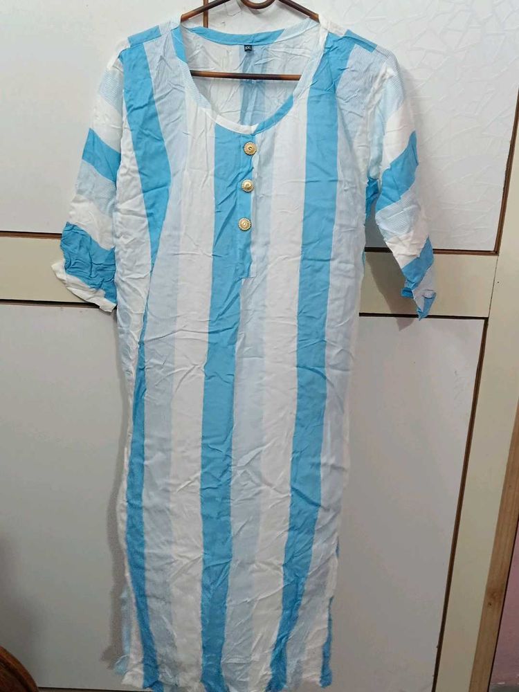 White And Blue Kurti